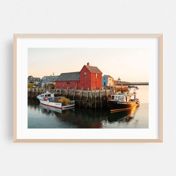 Rockport Massachusetts Red Fishing Shack Harbor Sunset Boats Poster