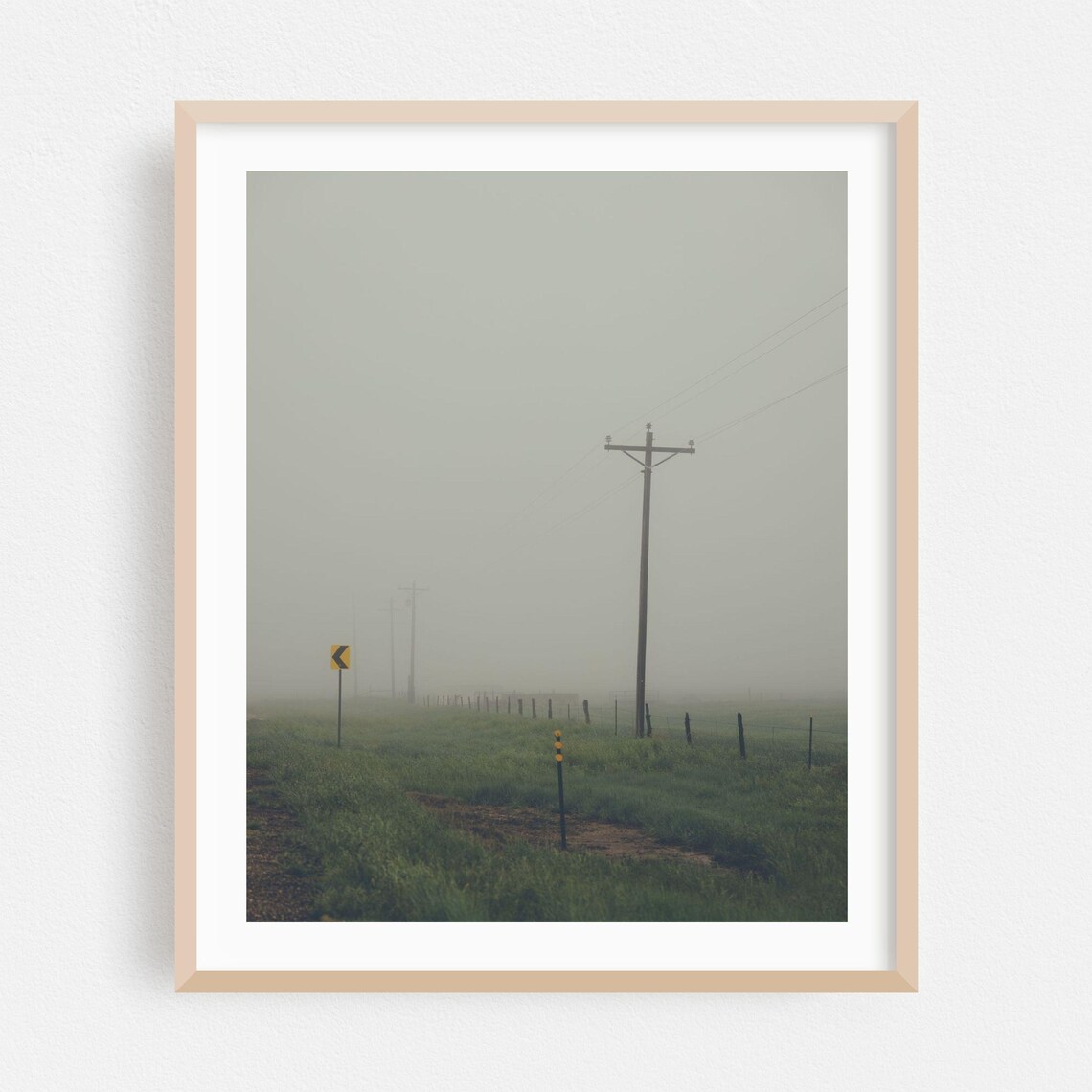 Lonely Foggy New Mexico Country Road With Power Lines Photo Poster