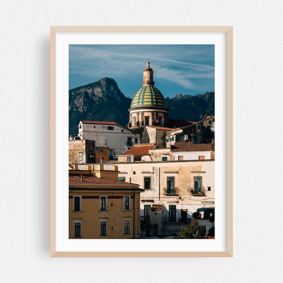 Vietri Sul Mare Italy Church Dome Coast Cityscape Photo Poster