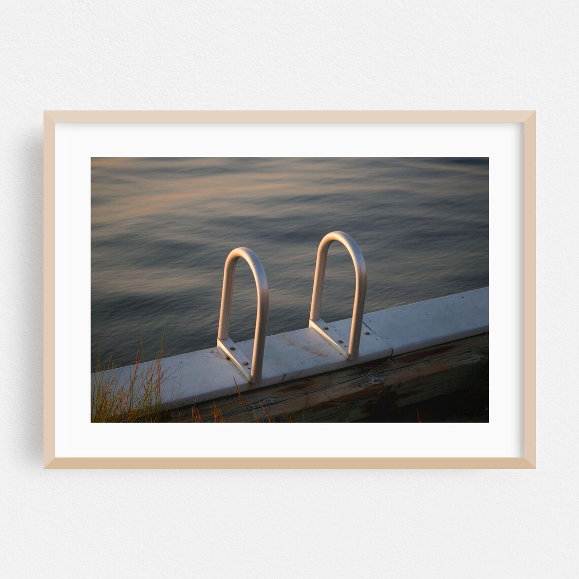 Minimalist Dock Ladder at Sunset Fine Art Photography Coastal Poster