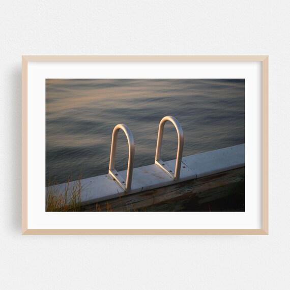 Minimalist Dock Ladder at Sunset Fine Art Photography Coastal Poster