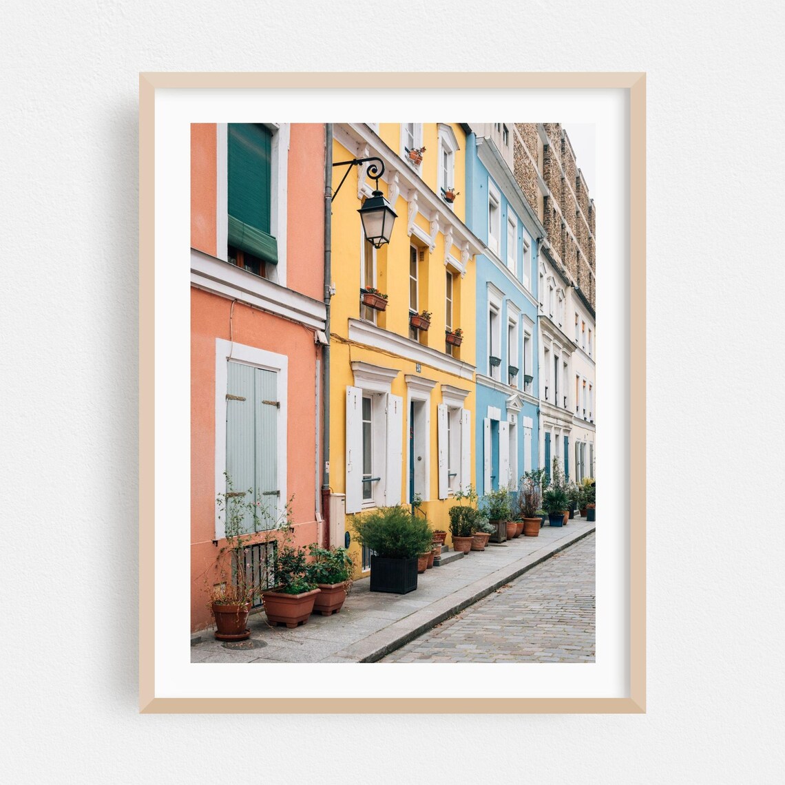 Pastel Parisian Street With Colorful Facades Cityscape Poster