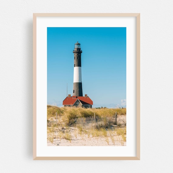 New York Fire Island Lighthouse Dunes Summer Beach Travel Poster