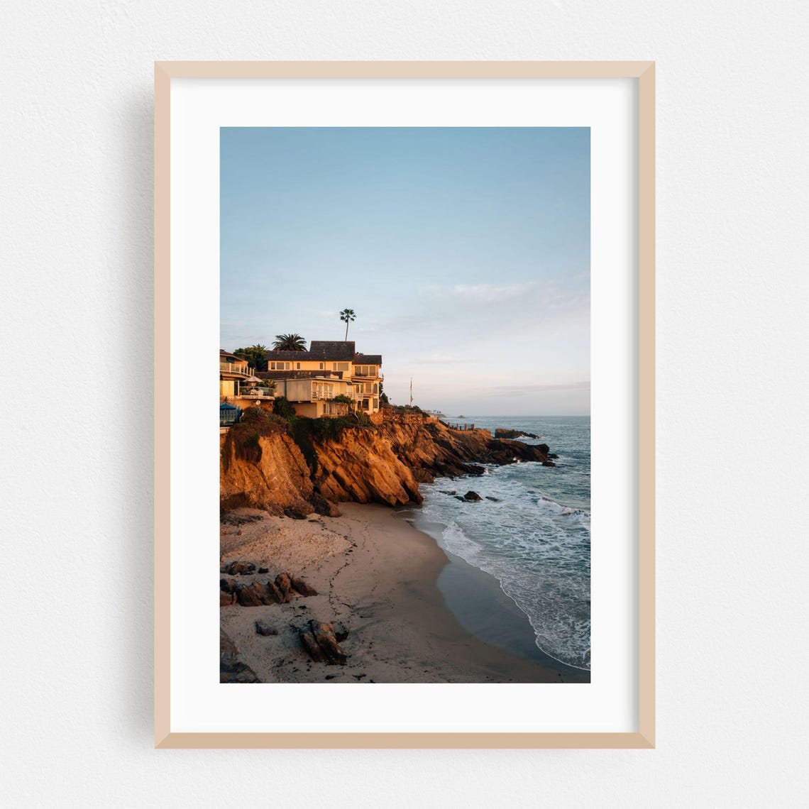 Laguna Beach Cliff Homes Golden Hour Cove Ocean Photography Poster