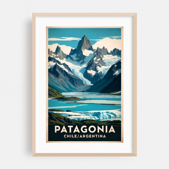 Travel Poster Print Mountain Wall Art Vintage Framed Landscape Home Decor Nature Winter Fine Illustration