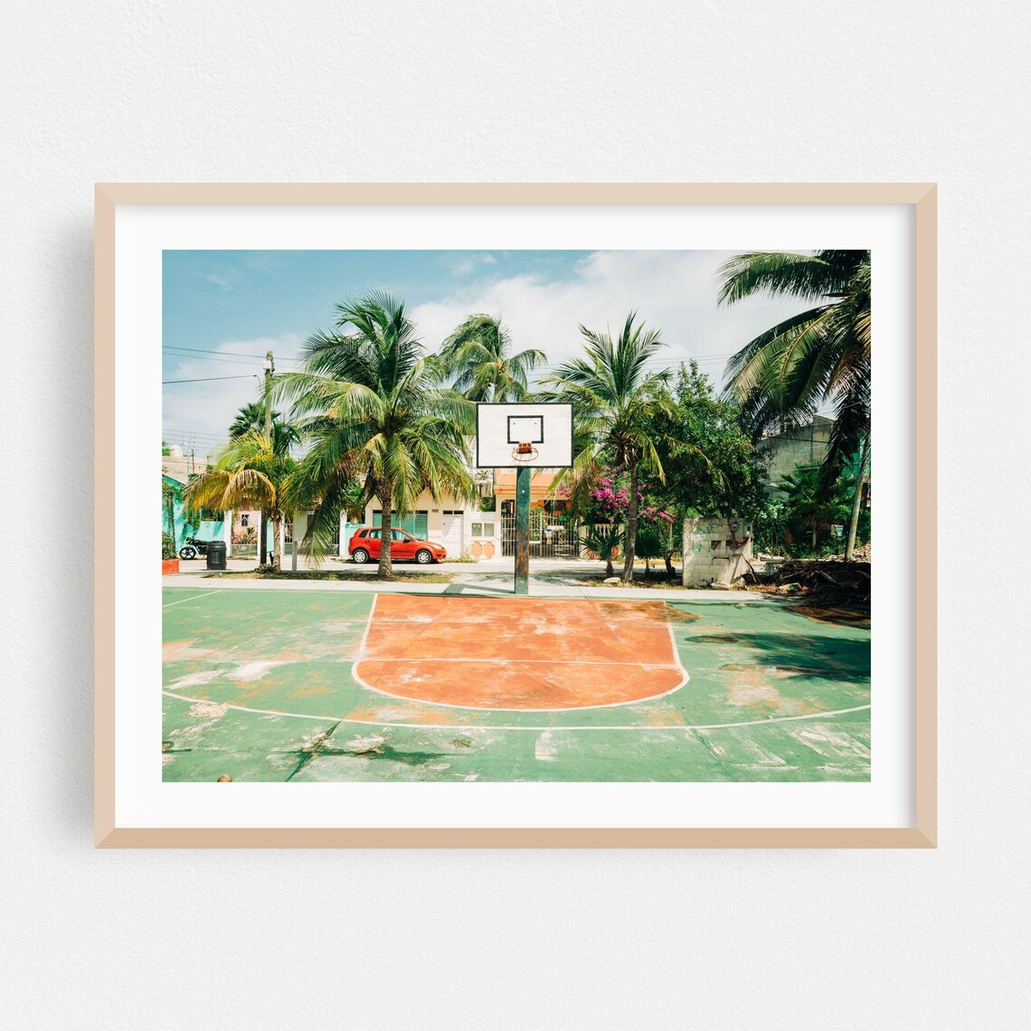 Isla Mujeres Mexico Tropical Basketball Court Palms Photo Poster