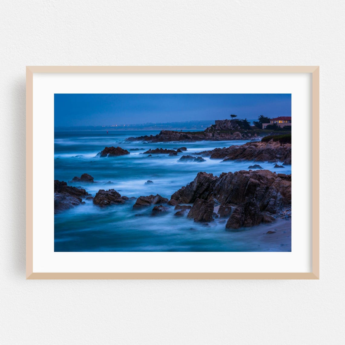 Monterey California Rocky Coastline At Dusk With Long Exposure Poster