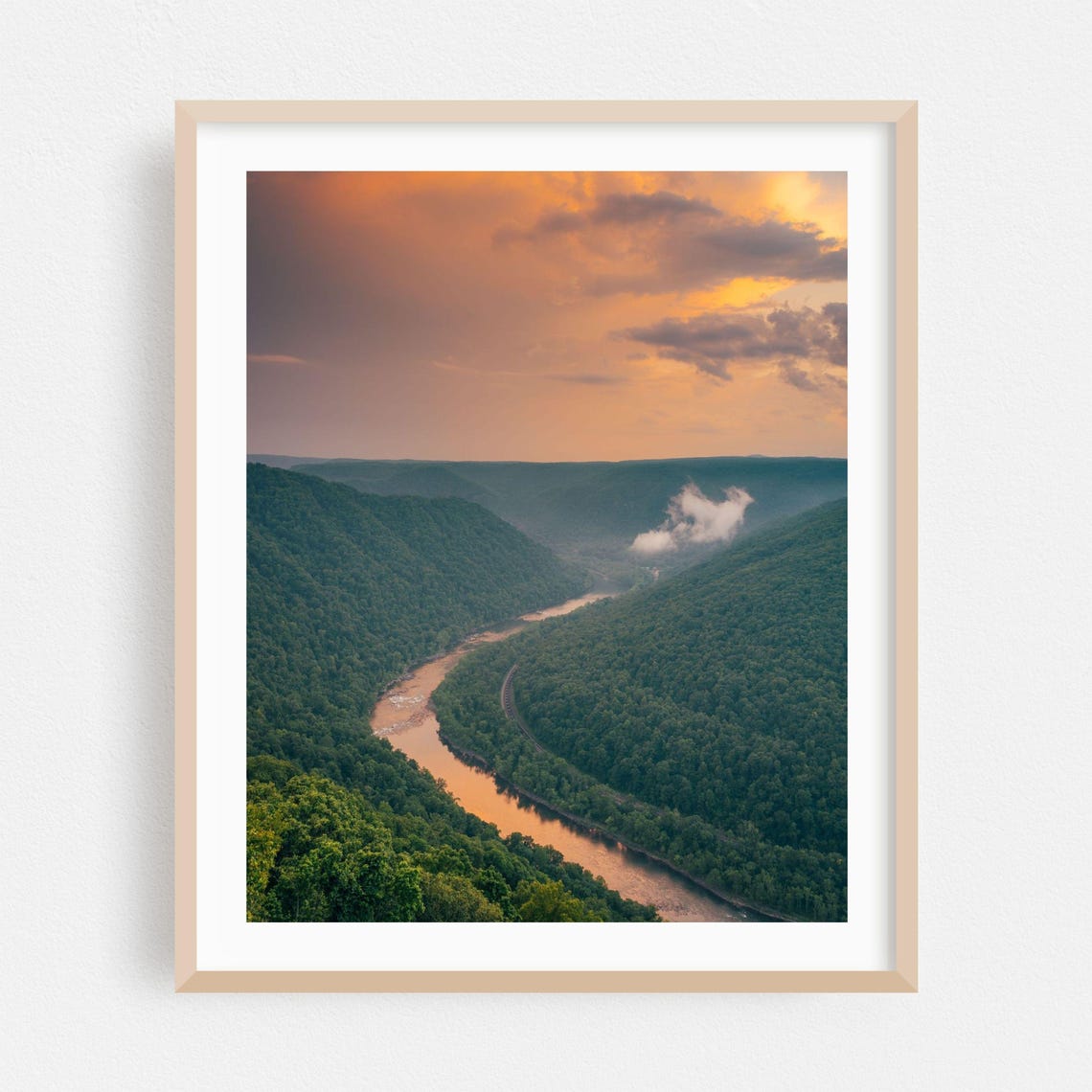 Glen Jean West Virginia River Valley Sunset Forest Gorge Scenic Poster