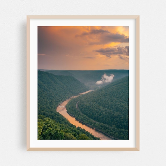 Glen Jean West Virginia River Valley Sunset Forest Gorge Scenic Poster