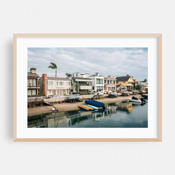 Newport Beach Print Wall Art House Framed Coast Home Decor Boat Poster Architecture Fine Palm Tree Scenic