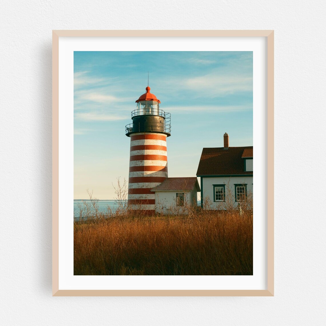 West Quoddy Head Lighthouse Maine Red Stripes Coastal Photo Poster