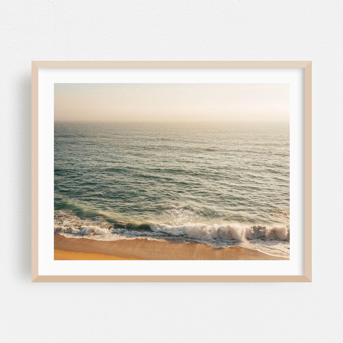 Davenport California Ocean Waves Crashing on a Golden Shore Poster