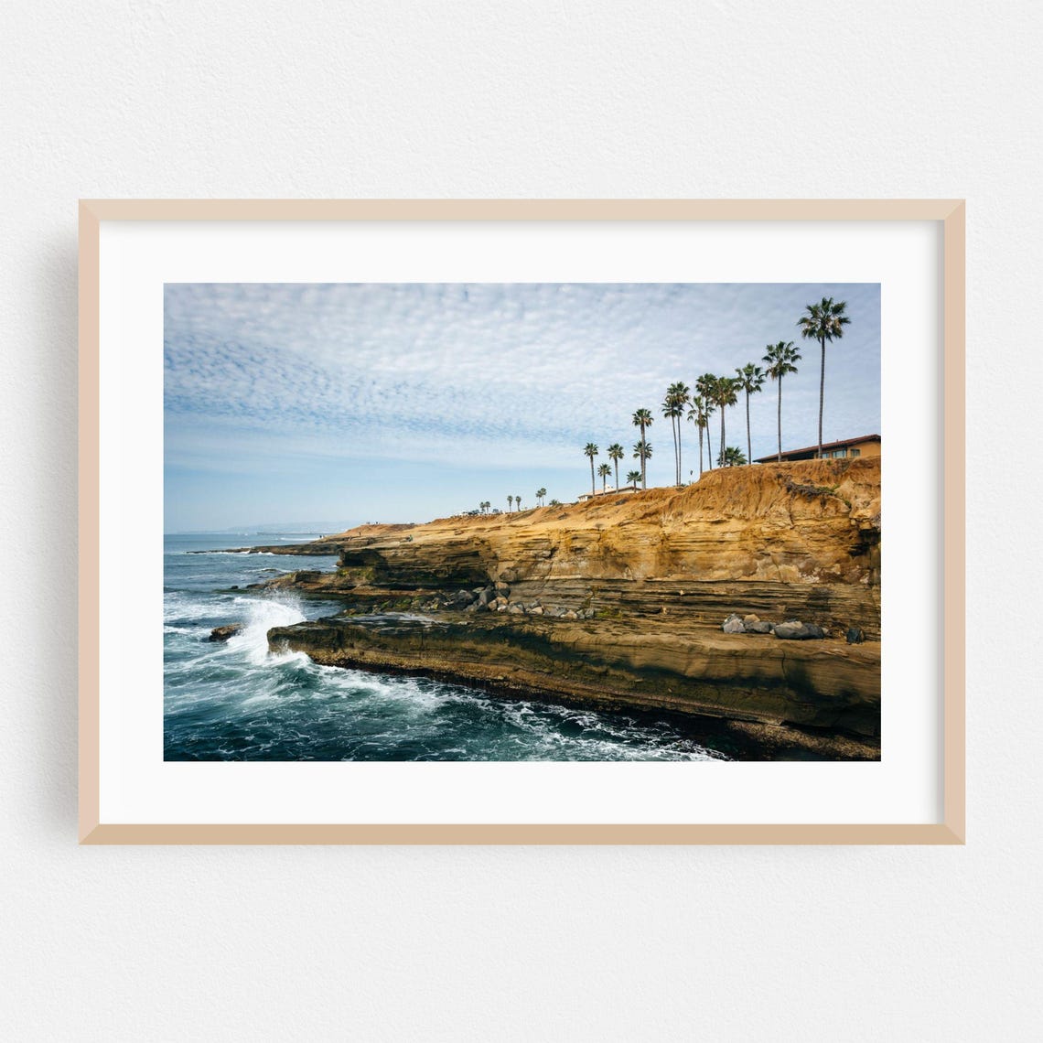 San Diego Coastal Cliffs Photography Poster With Palms And Waves