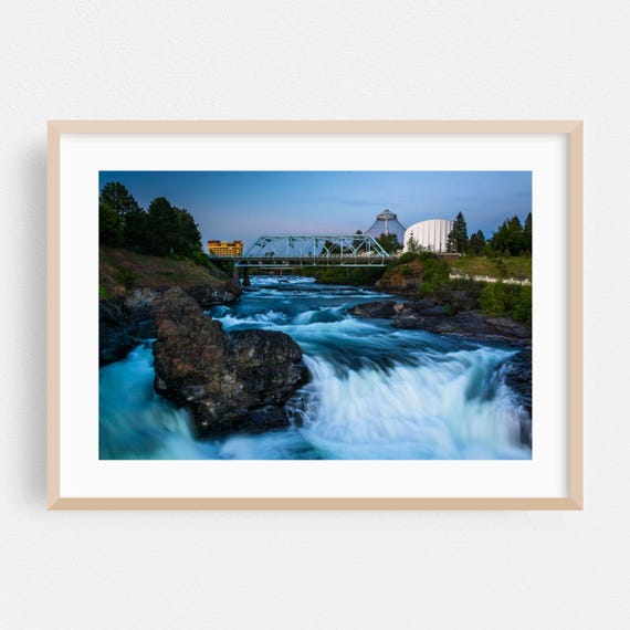 Spokane Print Washington Wall Art Waterfall Framed Bridge Home Decor Scenic Poster Nature Fine Landscape Photography