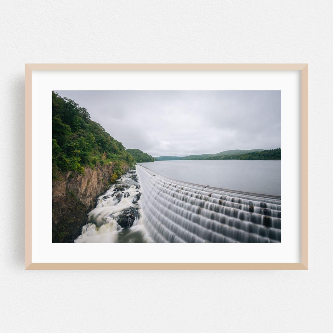 Croton Dam Waterfall Steps And Forest Hillside Color Photo Poster