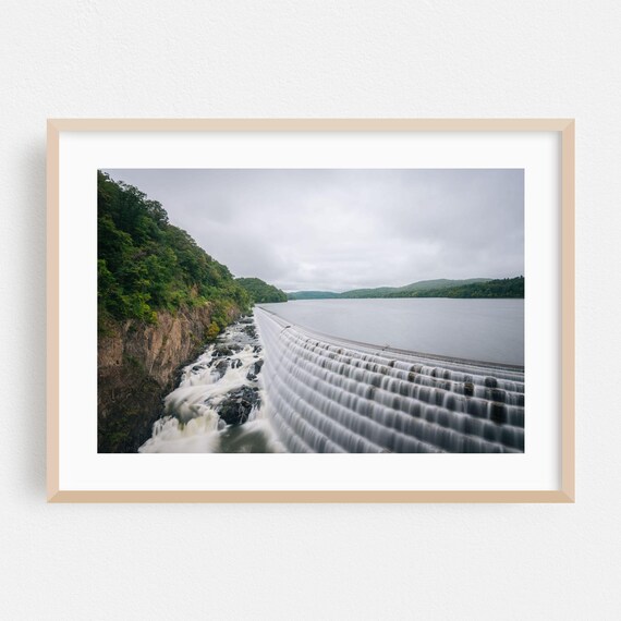 Croton Dam Waterfall Steps And Forest Hillside Color Photo Poster