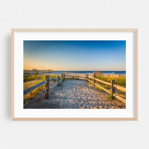 Ventnor City New Jersey Beach Dunes Pier Sunset Photo Poster