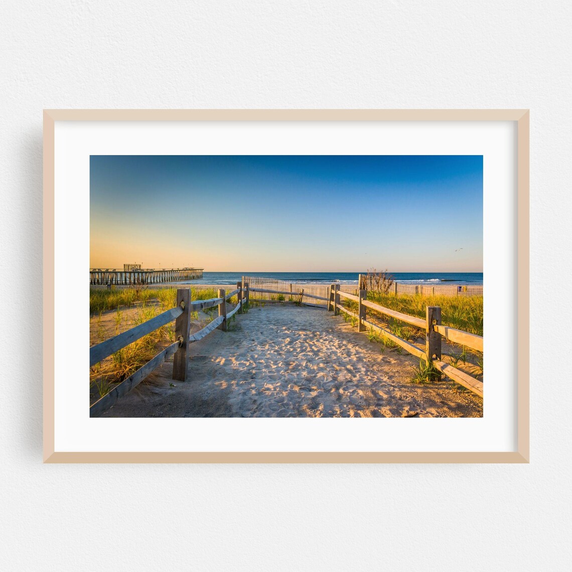 Ventnor City New Jersey Beach Dunes Pier Sunset Photo Poster