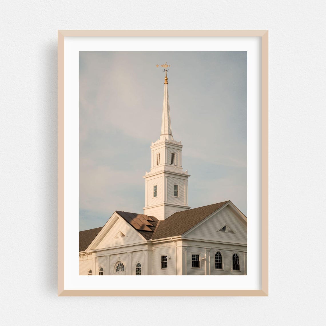 Groton Connecticut White Church Steeple Architecture Photo Poster