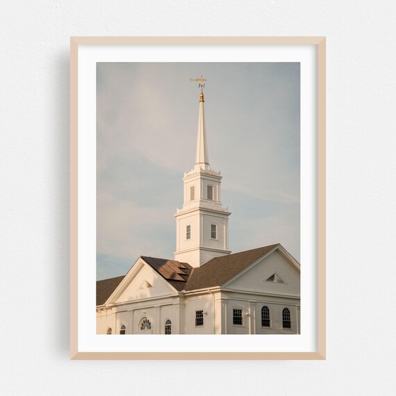 Groton Connecticut White Church Steeple Architecture Photo Poster