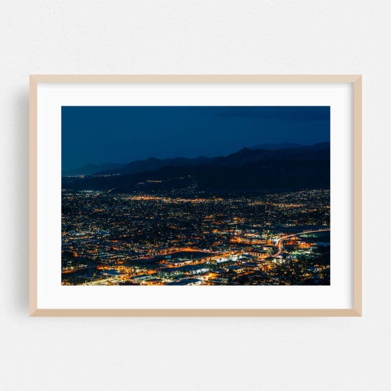 Palm Springs Print Wall Art Cityscape Framed Nightlife Home Decor Skyline Poster City Fine Night Sky Landscape