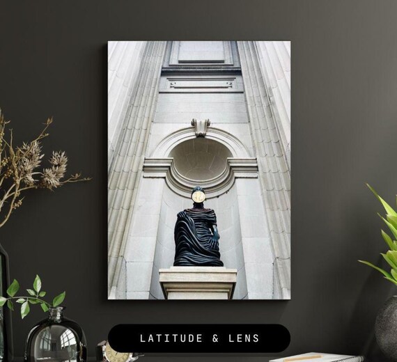 Clock Face Robed Figure Neoclassical Surreal Photography Poster