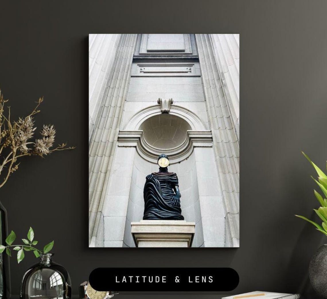 Clock Face Robed Figure Neoclassical Surreal Photography Poster
