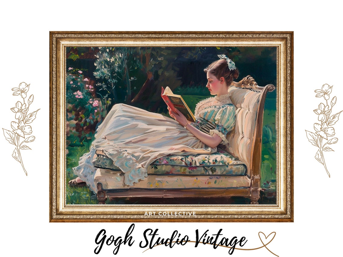 Portrait Painting Woman Reading Book Print Woman Portrait Vintage Oil Painting Wall Art Print