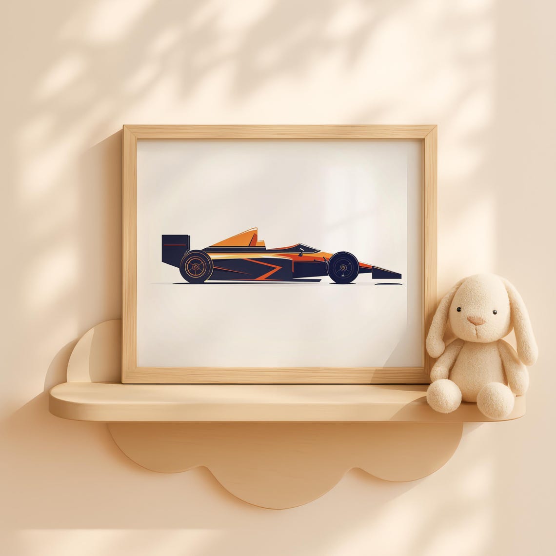 Retro 1980s Turbo Open Wheel Racer Black and Orange Style Poster