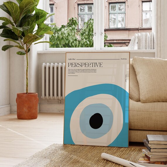 Light Blue Evil Eye Perspective Spiritual Gradient Art Poster