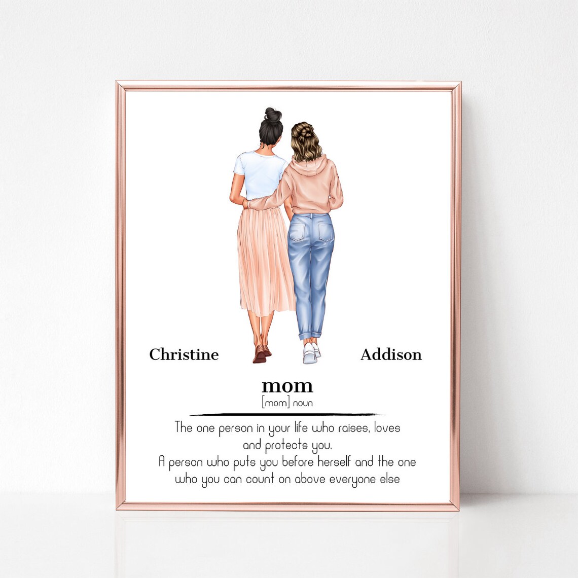 Mom Definition Noun Mother Daughter Walking Portrait Gift Poster - Image 4