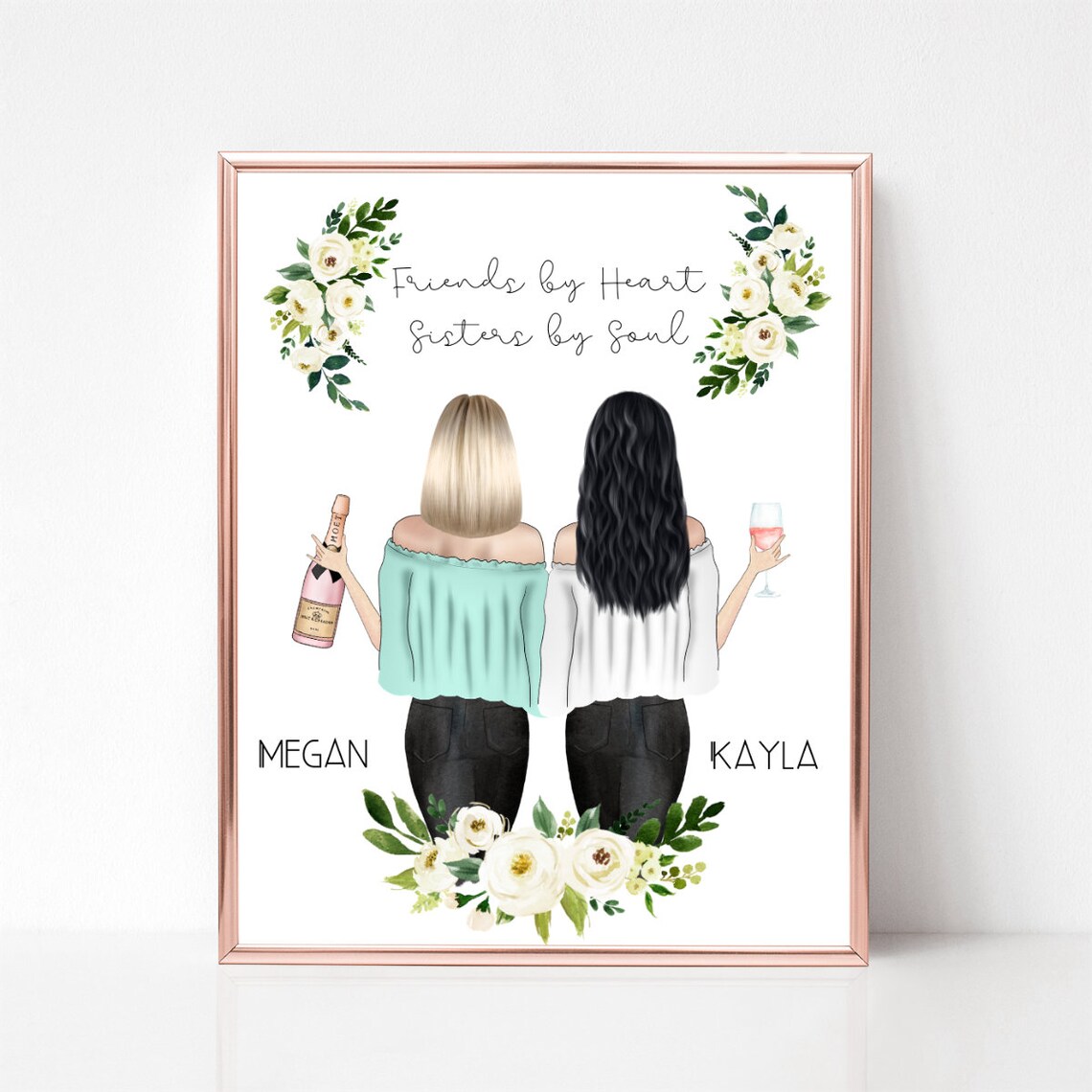 Friends By Heart Sisters By Soul Champagne Celebration Quote Poster