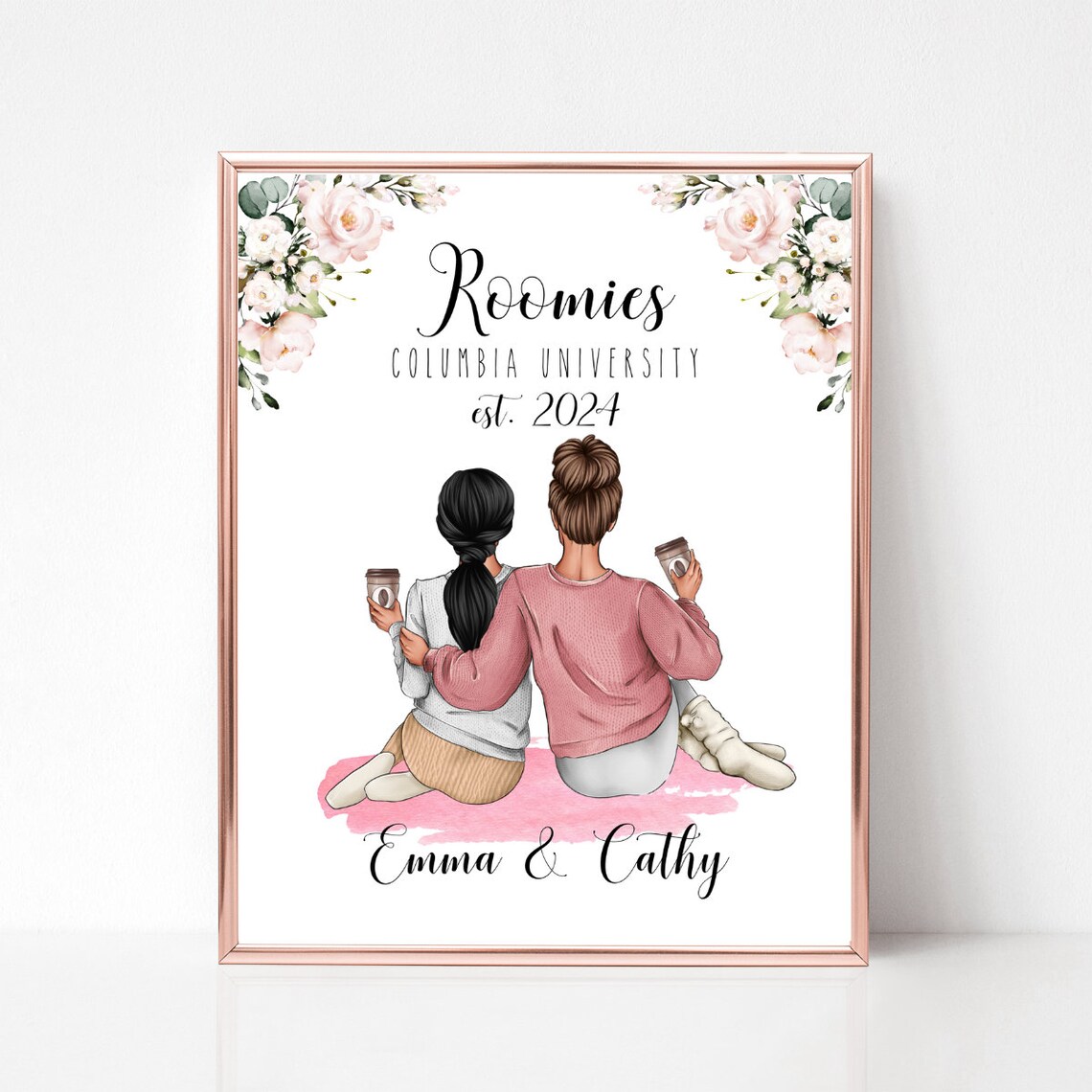 Personalized Roommates Portrait Print Columbia University Roomies Gift - Image 2
