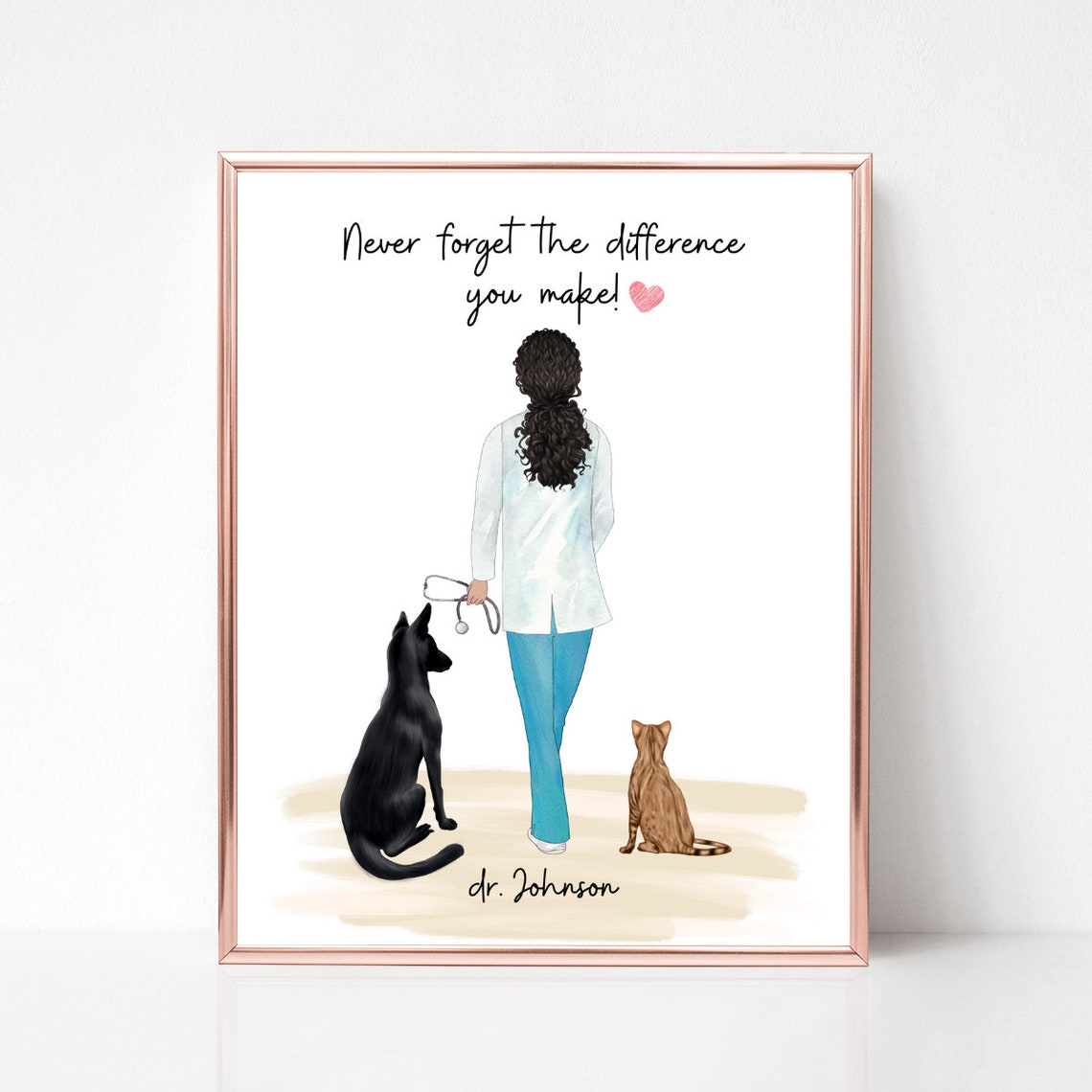 Personalized Veterinarian Portrait Print Thank You Vet Appreciation Gift - Image 2