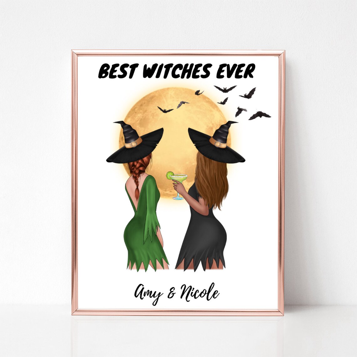 Best Witches Ever Halloween Two Friends Moon Portrait Poster - Image 2