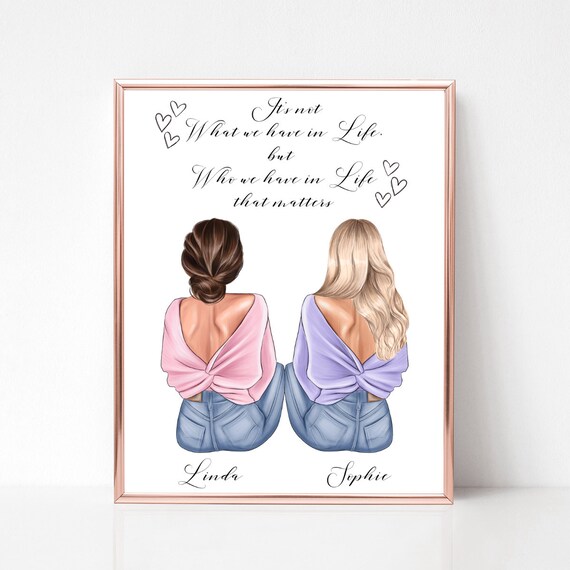 Best Friends Sitting From Behind Life Quote Friendship Gift Poster