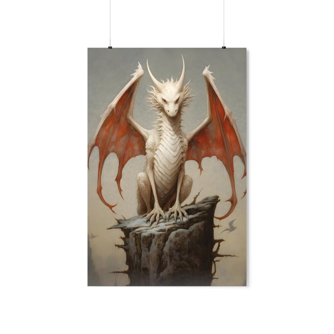 Vanilla Dragon Fantasy Art Print, Nursery Decor