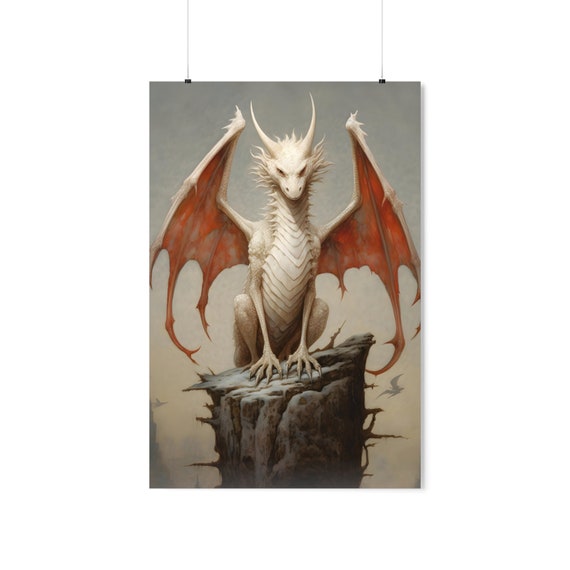 Vanilla Dragon Fantasy Art Print, Nursery Decor