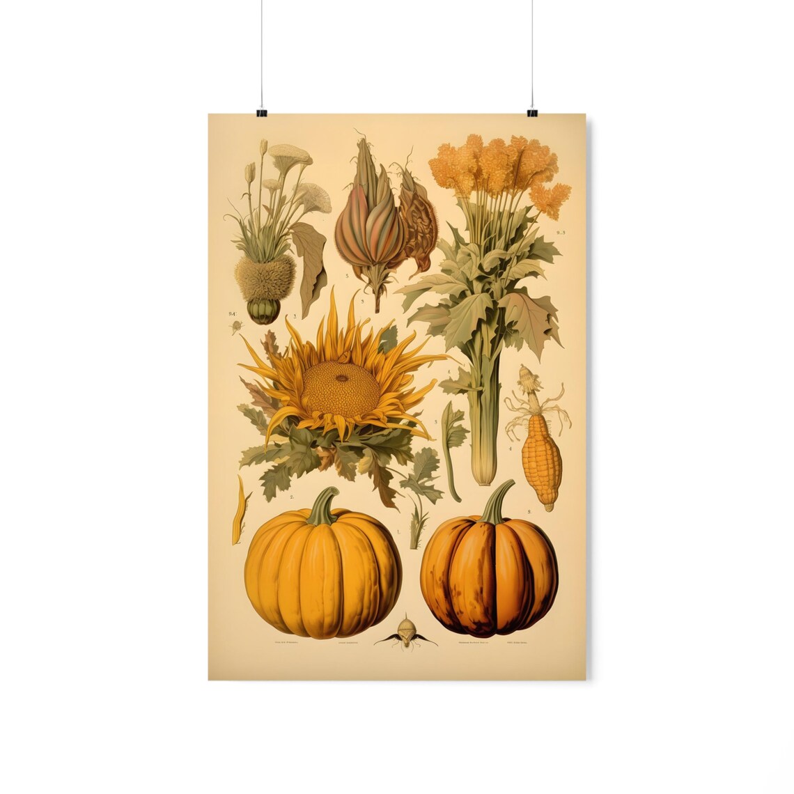 Vintage Pumpkin Poster, Retro Harvest Art Print