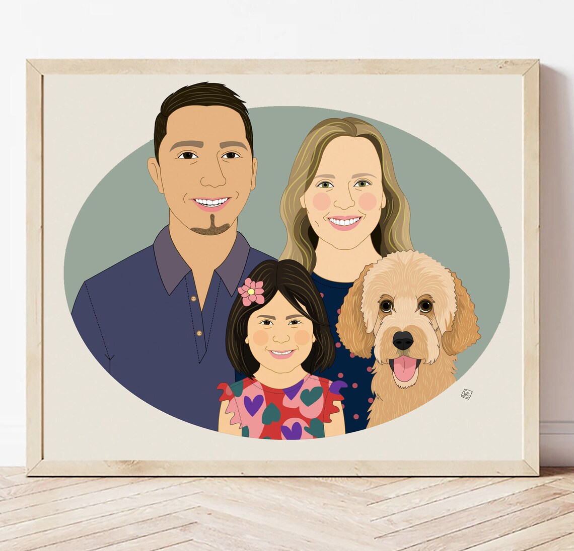 The Mehta-Kaurs Family With Black Dog Custom Portrait Poster - Image 4