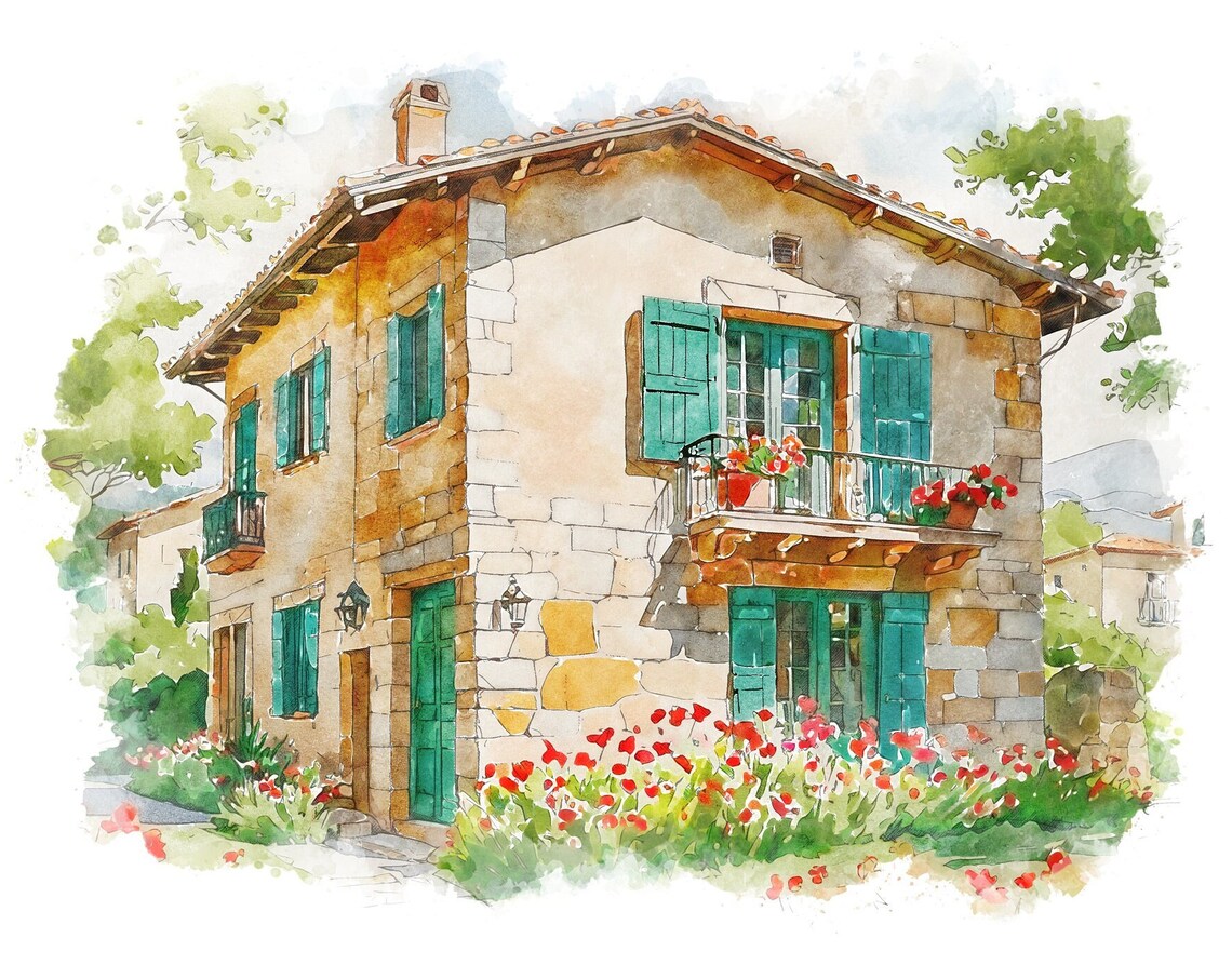 Custom House Portrait Watercolor Art Print