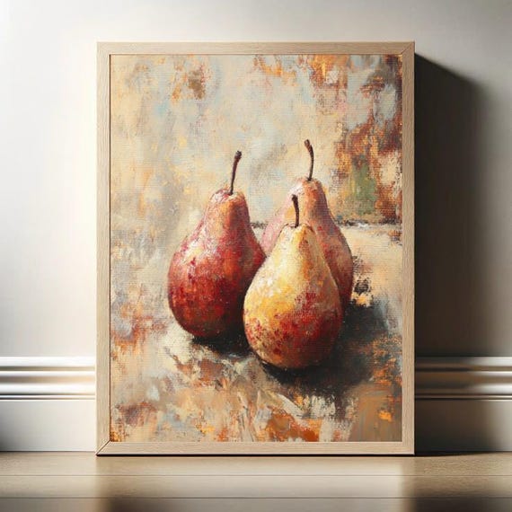 Vintage Pear Rustic Kitchen Art, Farmhouse Fruit