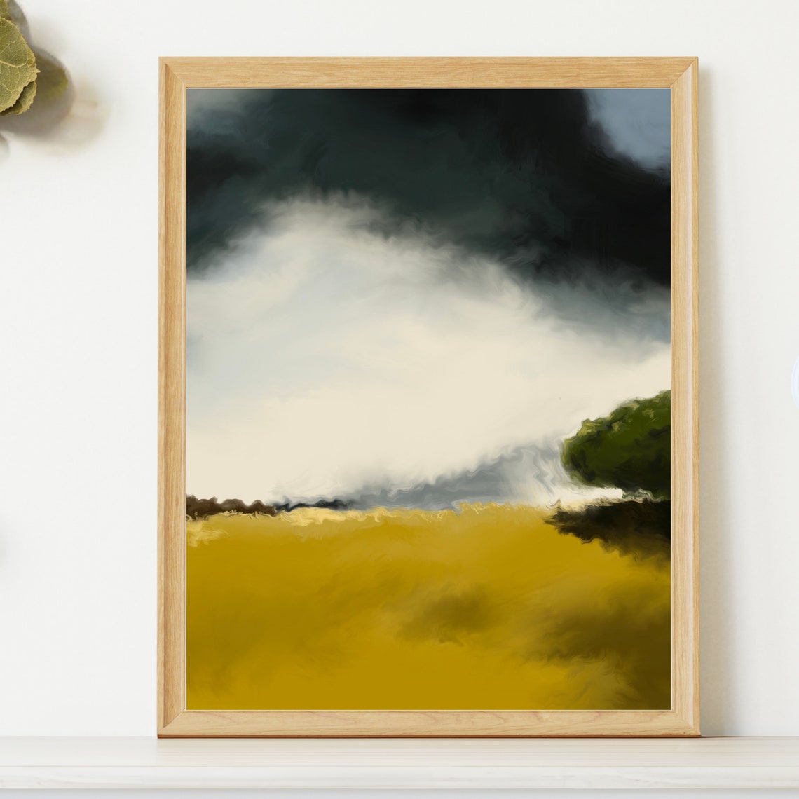 Golden Field Storm Clouds Abstract Landscape Impressionist Poster - Image 2
