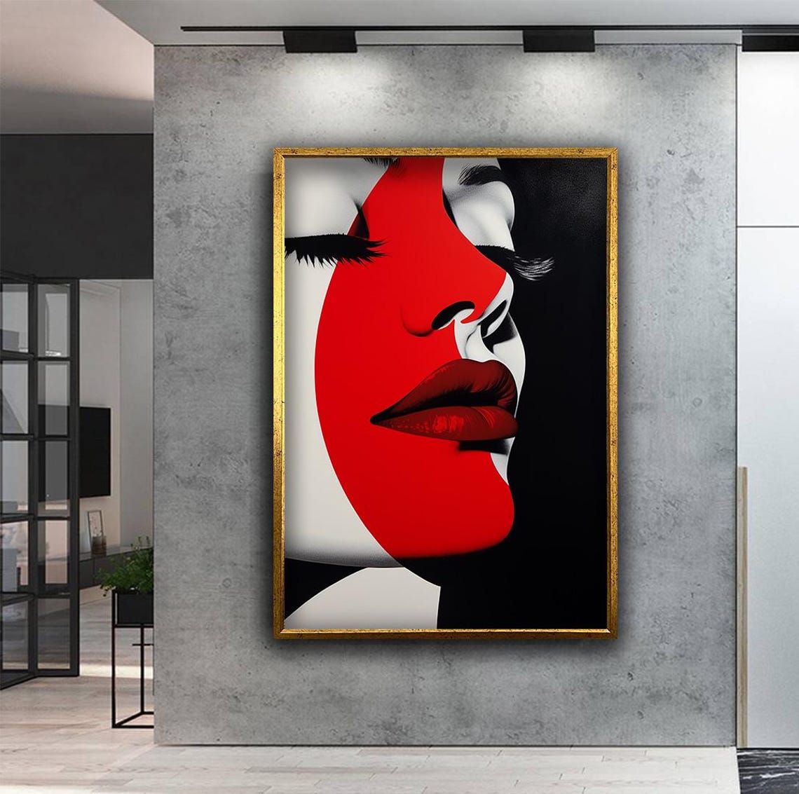 Beautiful Woman Print Woman With Red Painted Face Wall Art Portrait Of Girl Art Abstract Woman Art Print Gifts For Friend - Image 3