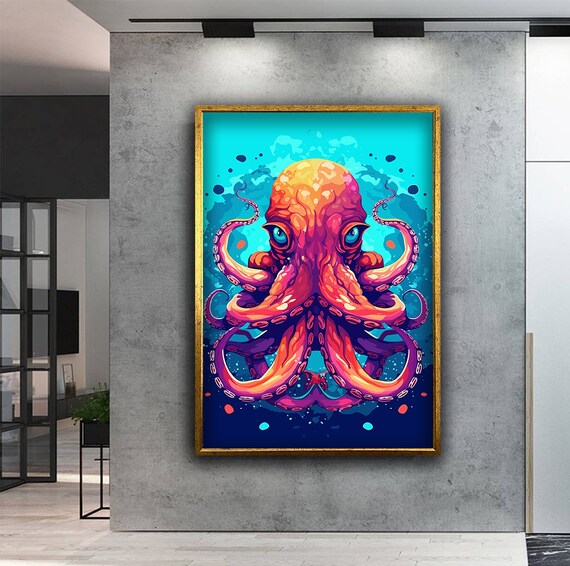 Octopus Print Colorful Octopus Wall Art Sea Life Ocean Poster Octopus In The Sea Painting Animal Poster