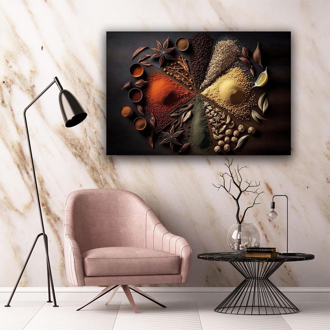 Exotic Spices Flat Lay Star Anise Paprika Kitchen Wall Art Print - Image 4