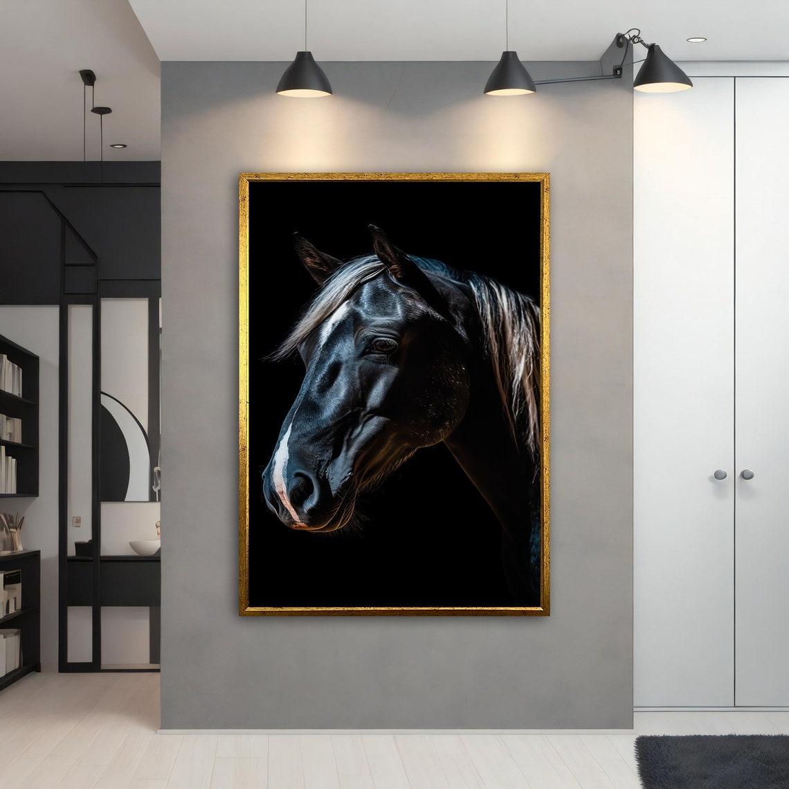 Horse Painting Black Horse Poster Horse Wall Art Horse Art Home Decor Animal Wall Decor Horse Lover Gift Farmhouse Wall Art - Image 3