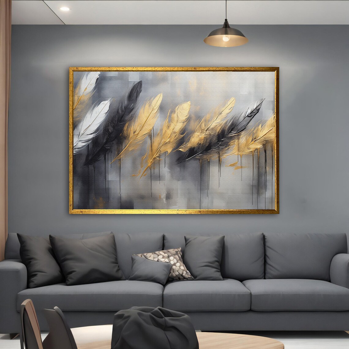 Feather Abstract Feather, Black And Gold Poster