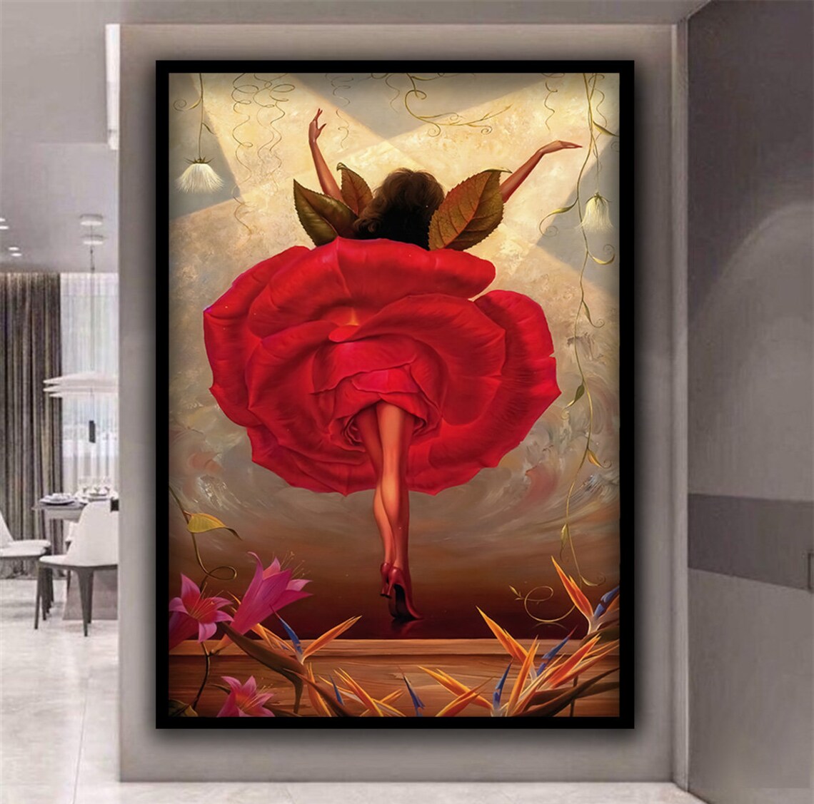 Vladimir Kush Flamenco Dancer Red Rose Dress Surreal Dance Poster - Image 5