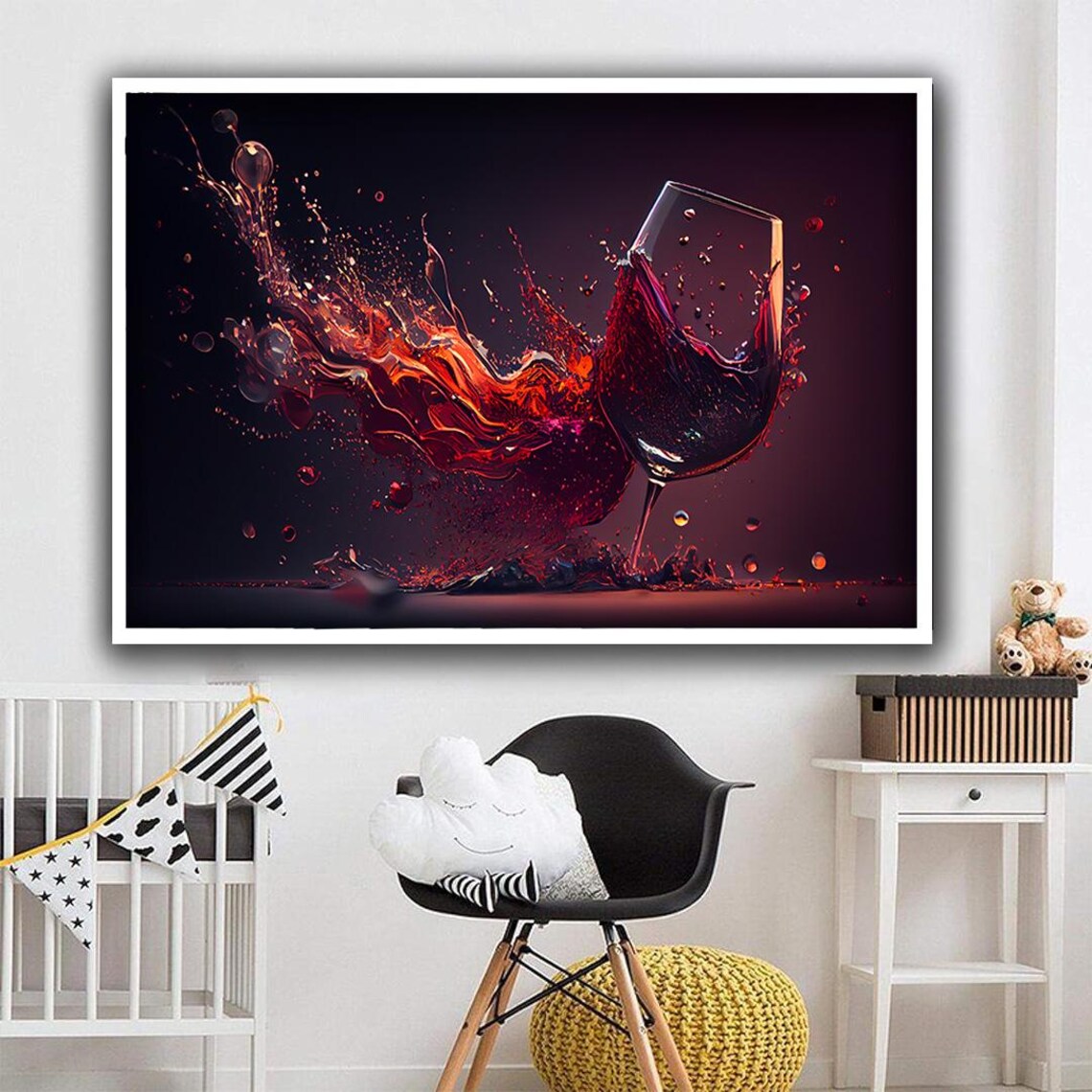 Red Wine Glass Dramatic Splash Dark Elegant Bar Kitchen Wine Lover Poster - Image 4